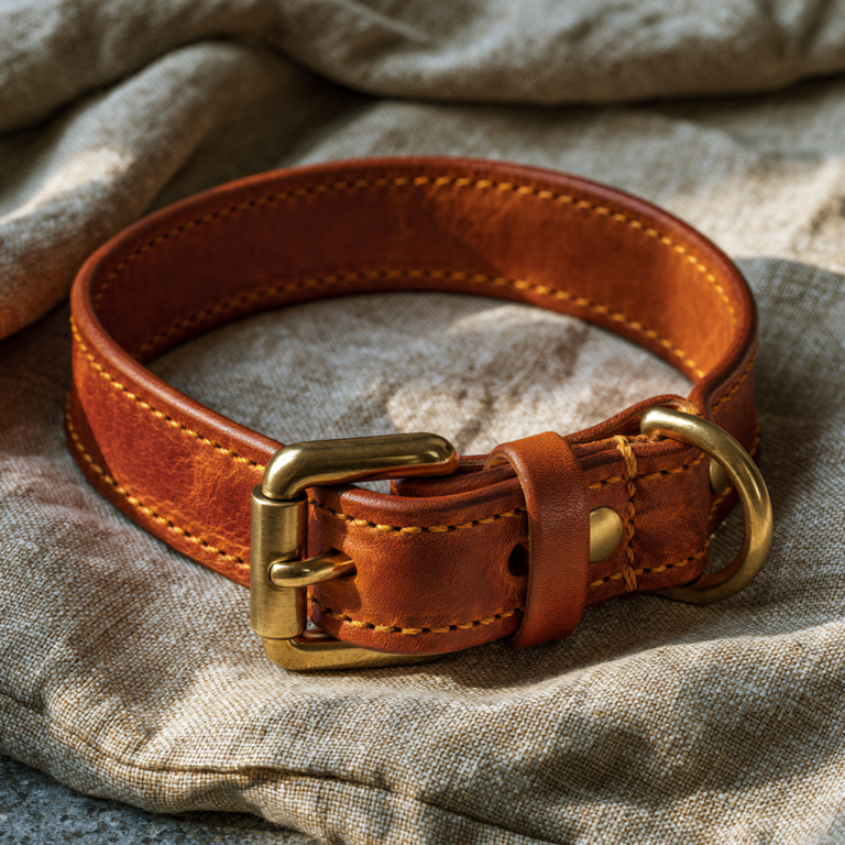 Collier pour Chien en Cuir Artisanal Noir Classique