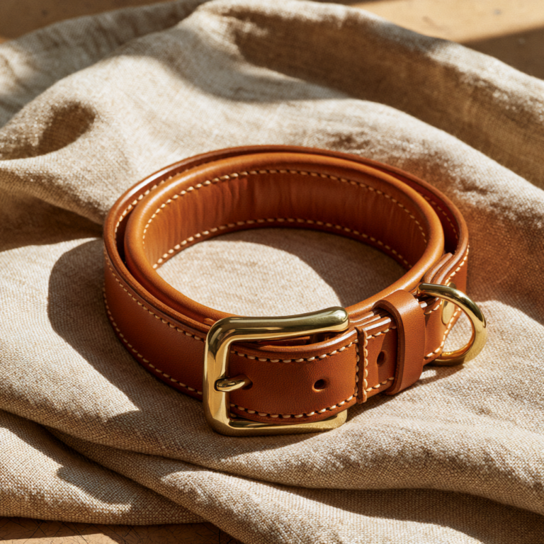 Collier pour Chien en Cuir Artisanal Noir Élégance