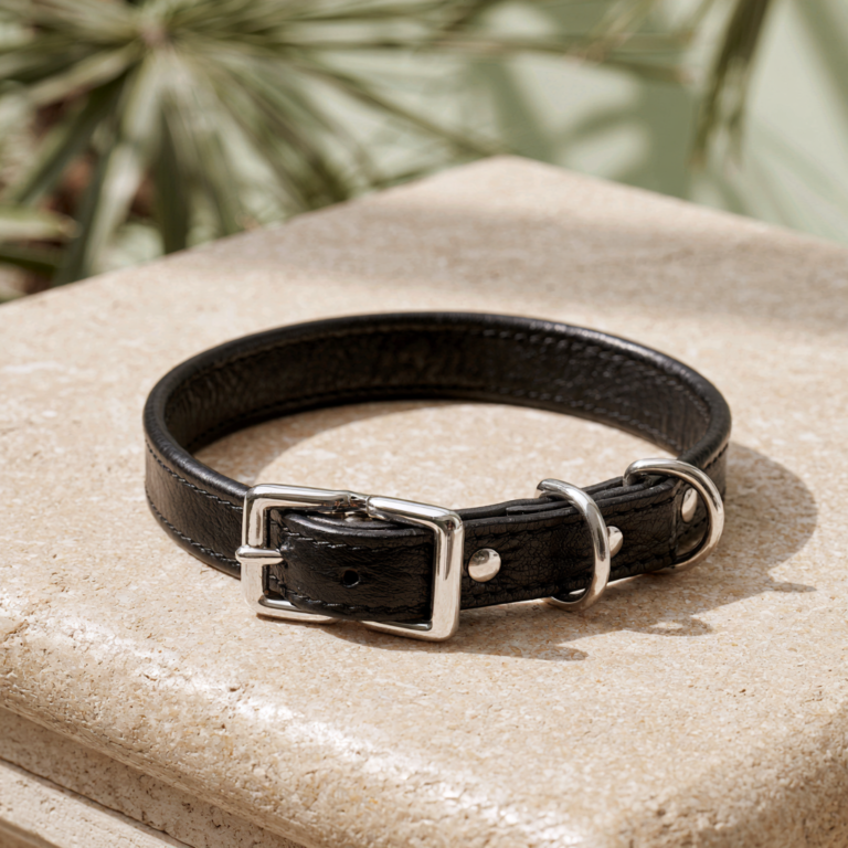 Collier pour Chien en Cuir Artisanal Cognac Classique