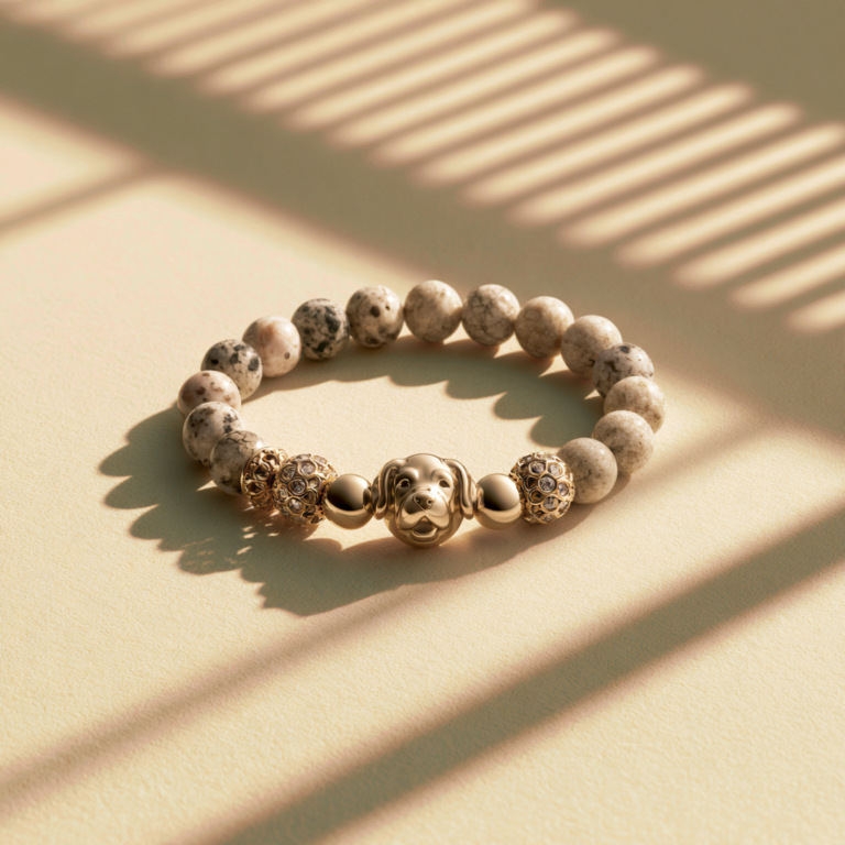 Bracelet Souvenir Chien Éternel – Perles & Médaillon Chien