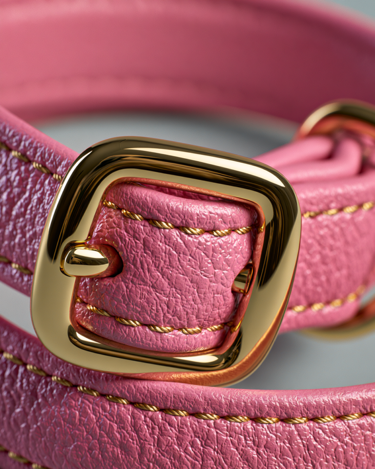 Collier Rose Chic pour Chien – Cuir Souple & Boucle Premium