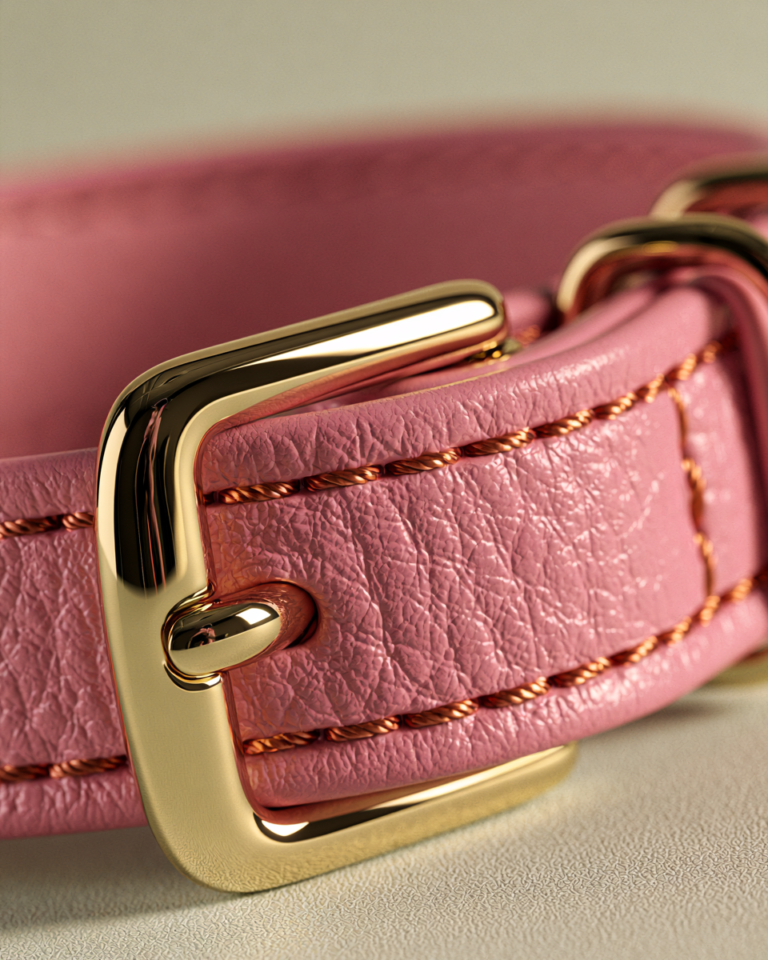 Collier Cuir Rose pour Chien – Collection Signature Luxe