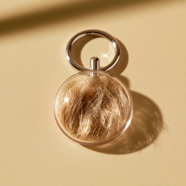 Porte Clé Poil de Chien – Médaillon Rond Souvenir
