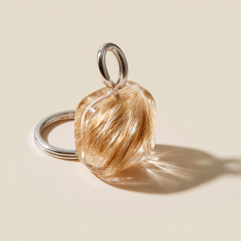 Porte Clé Poil de Chien – Médaillon Carré Élégance