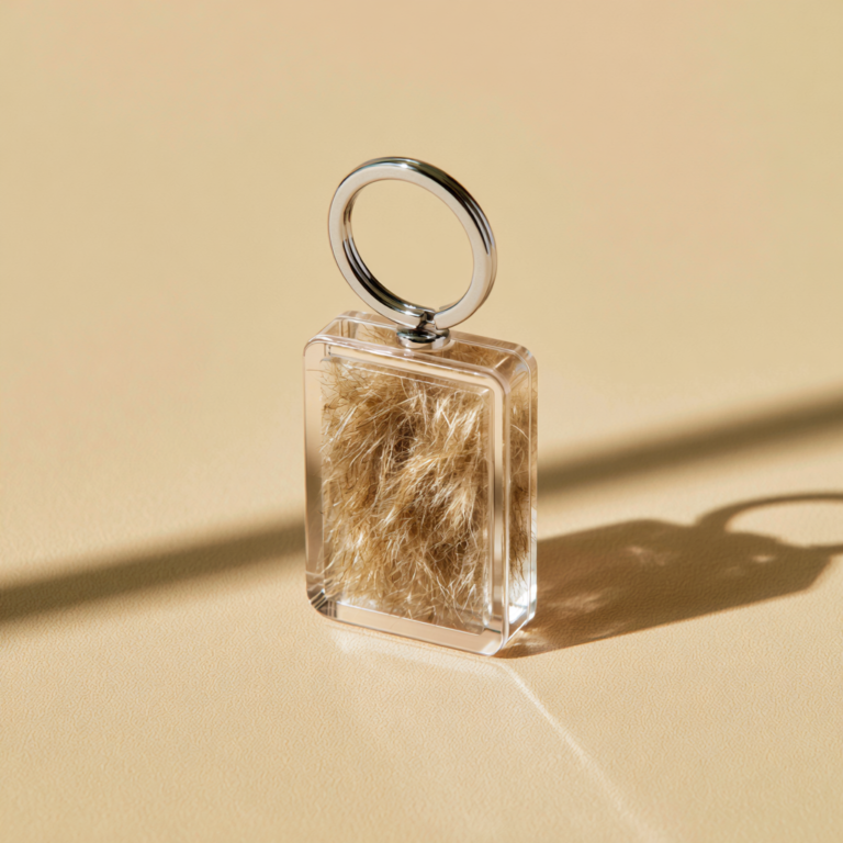 Porte Clé Poil de Chien – Rectangle Cristal