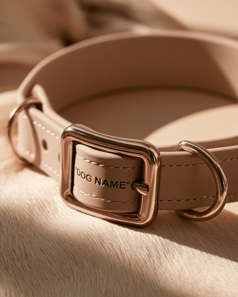 Collier Biothane Personnalisé – Nude Rosé
