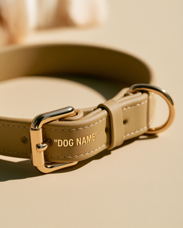 Collier Biothane Personnalisé – Sable Doré