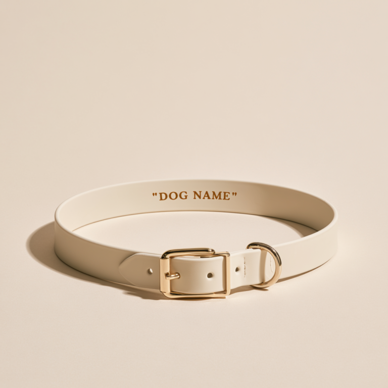 Collier Biothane Personnalisé – Ivoire & Or