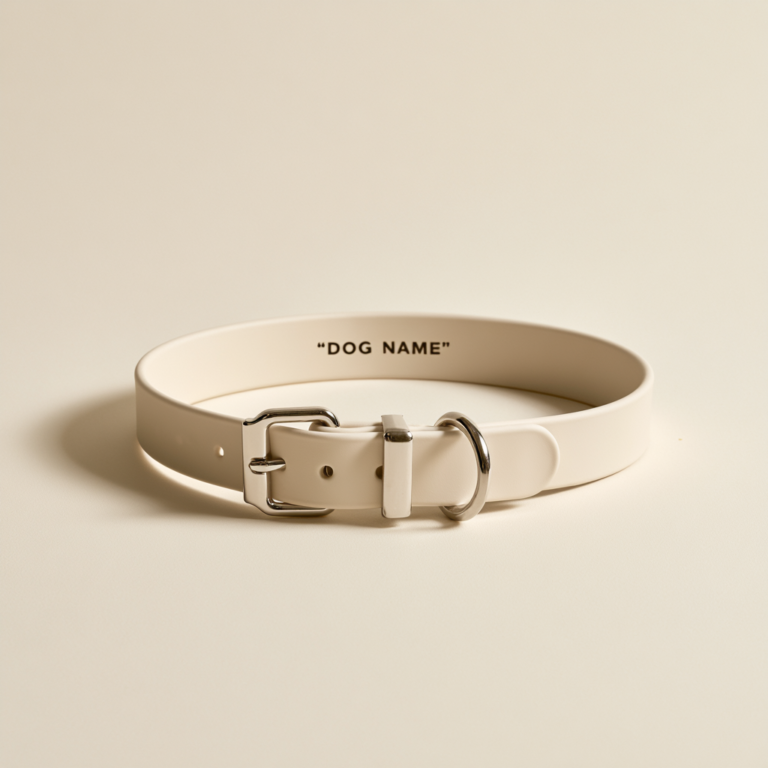 Collier Biothane Personnalisé – Crème