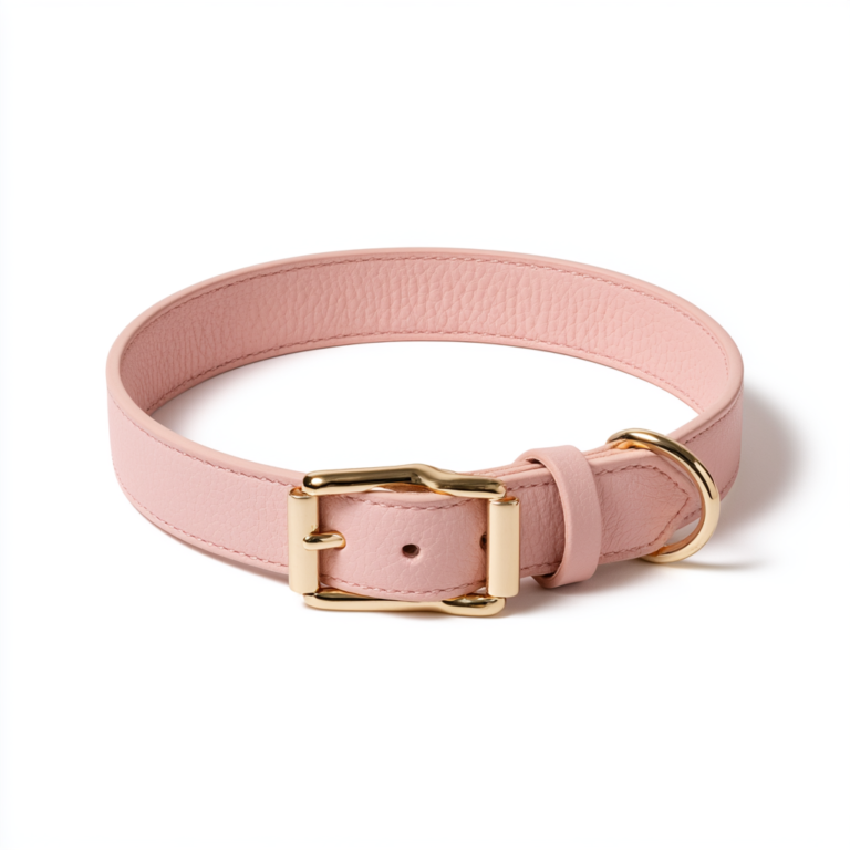 Collier Chien Cuir Rose Premium