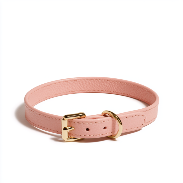 Collier Chien Cuir Rose Minimaliste