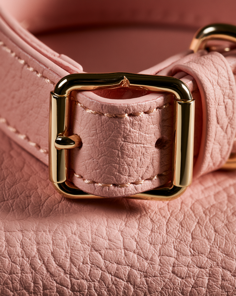 collier chien cuir rose 2
