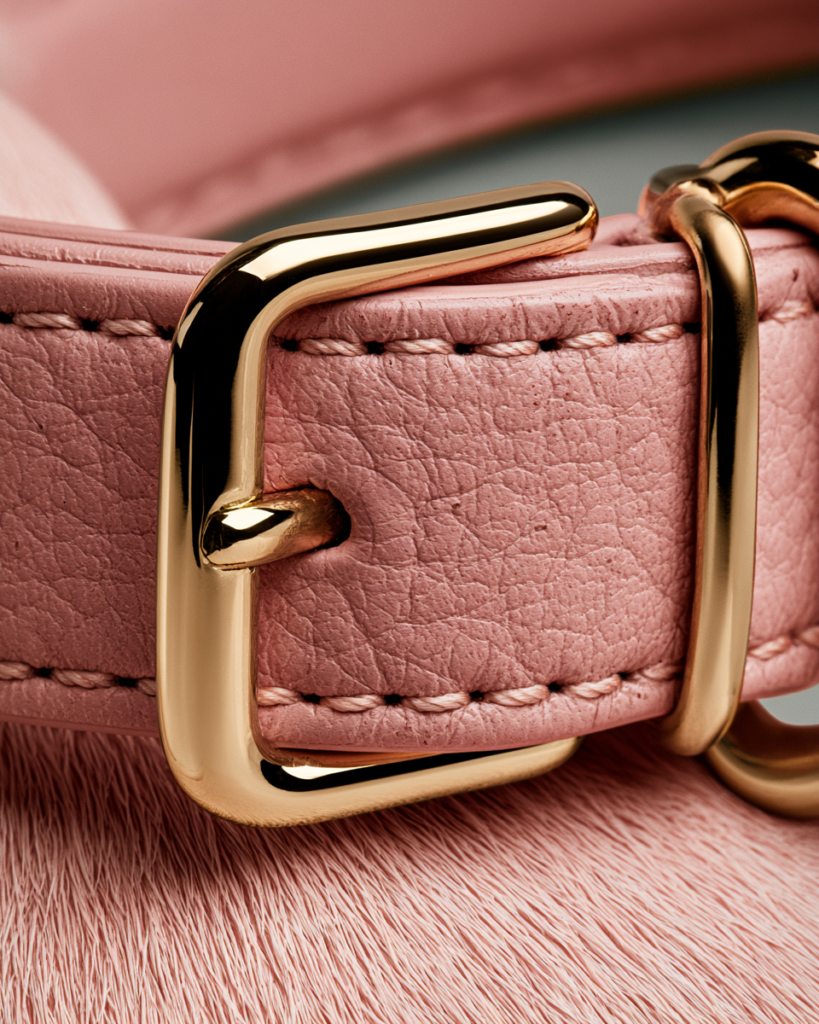 collier chien cuir rose 3