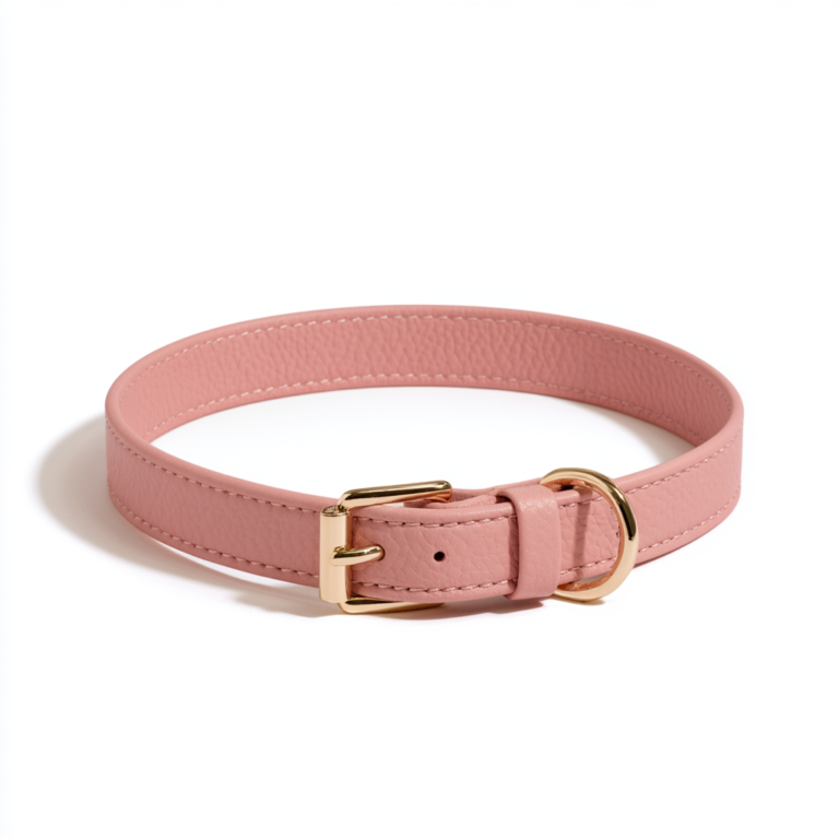 Collier Chien Cuir Rose Poudré