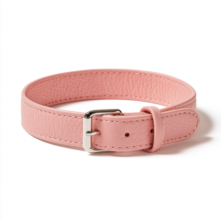 Collier Chien Rose Cuir Rose Poudré