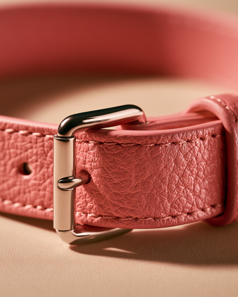 Collier Chien Rose Cuir Premium