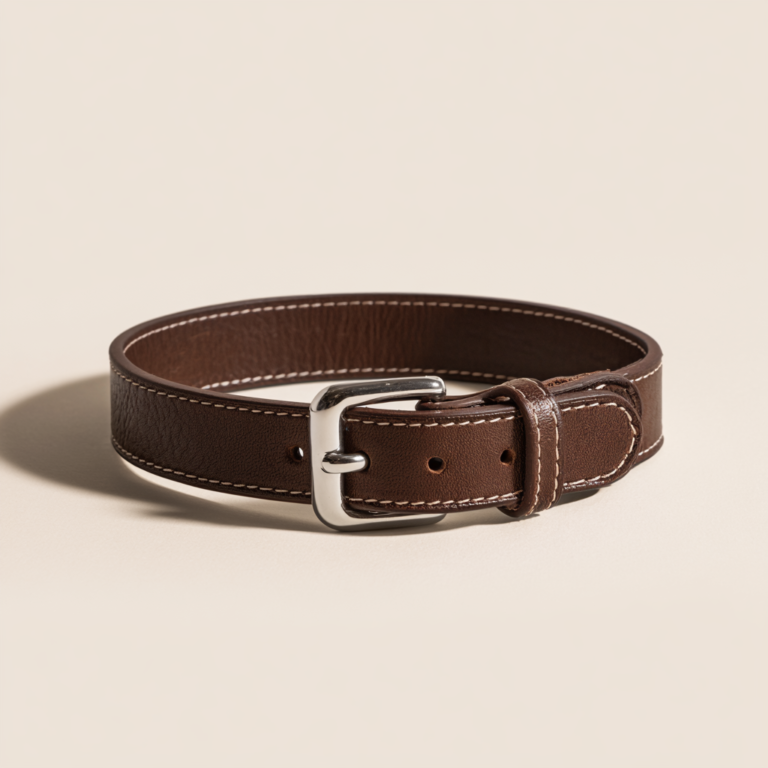 Collier Gros Chien Cuir – Chocolat