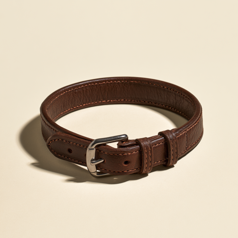 Collier Gros Chien Cuir – Brun Intense