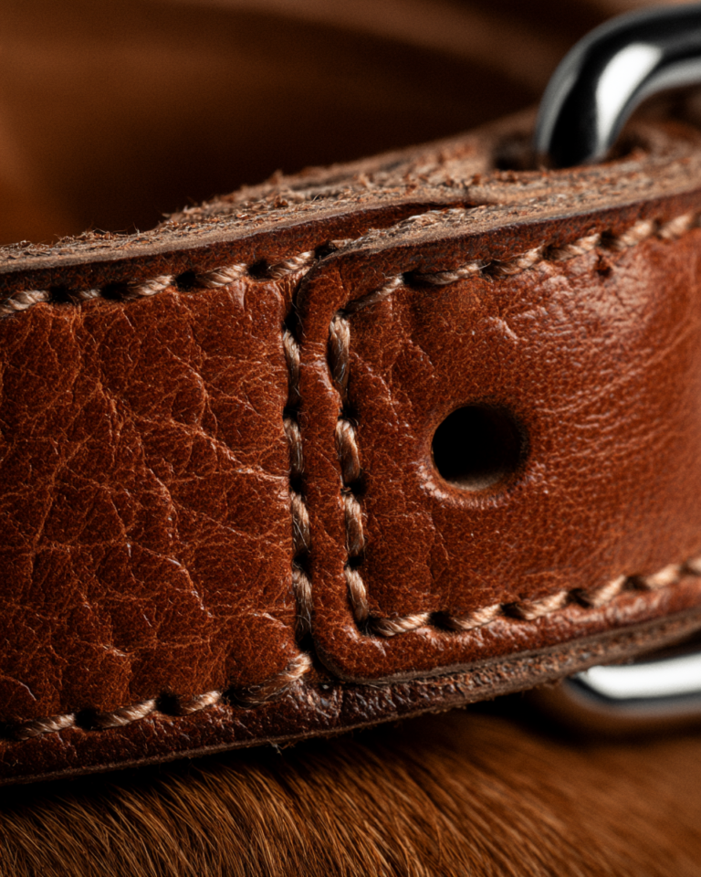 Collier Gros Chien Cuir – Rustique Cognac