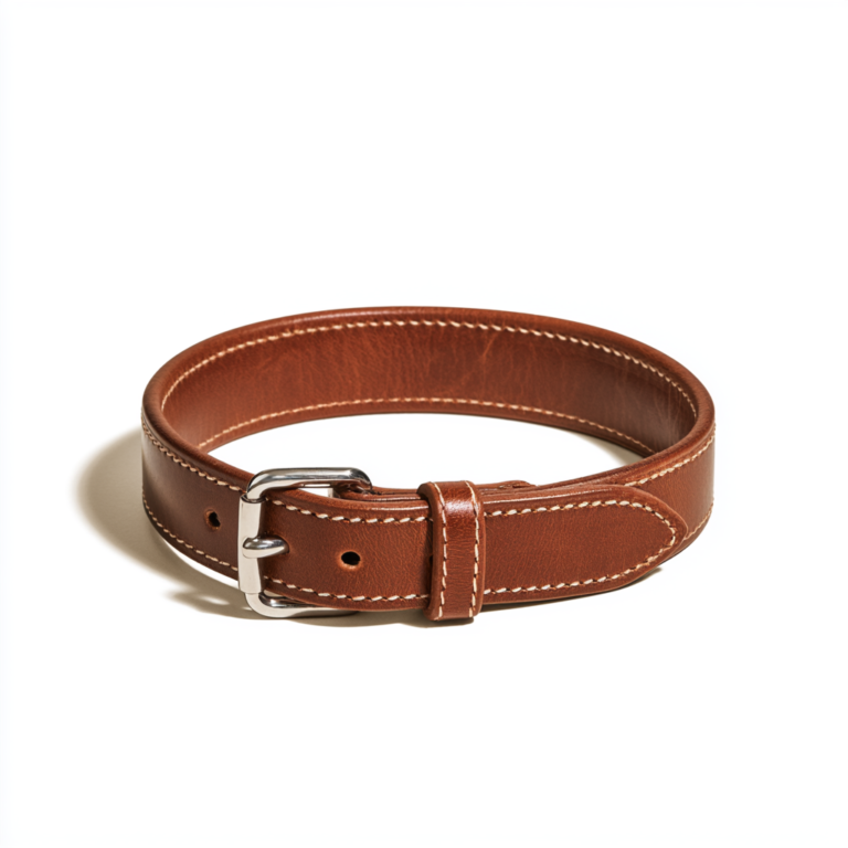 Collier Gros Chien Cuir – Classique Cognac