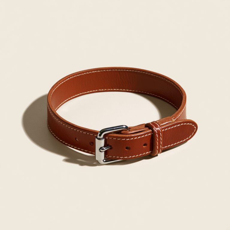 Collier Gros Chien Cuir – Élégance Fauve