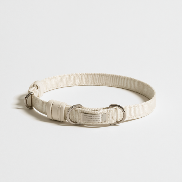 Collier pour chien avec numéro de téléphone – Ivoire