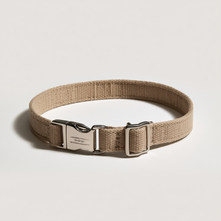 Collier pour chien avec numéro de téléphone – Beige Naturel
