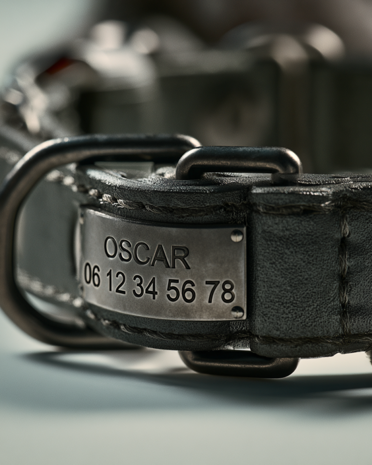 Collier pour chien avec numéro de téléphone – Plaque Acier
