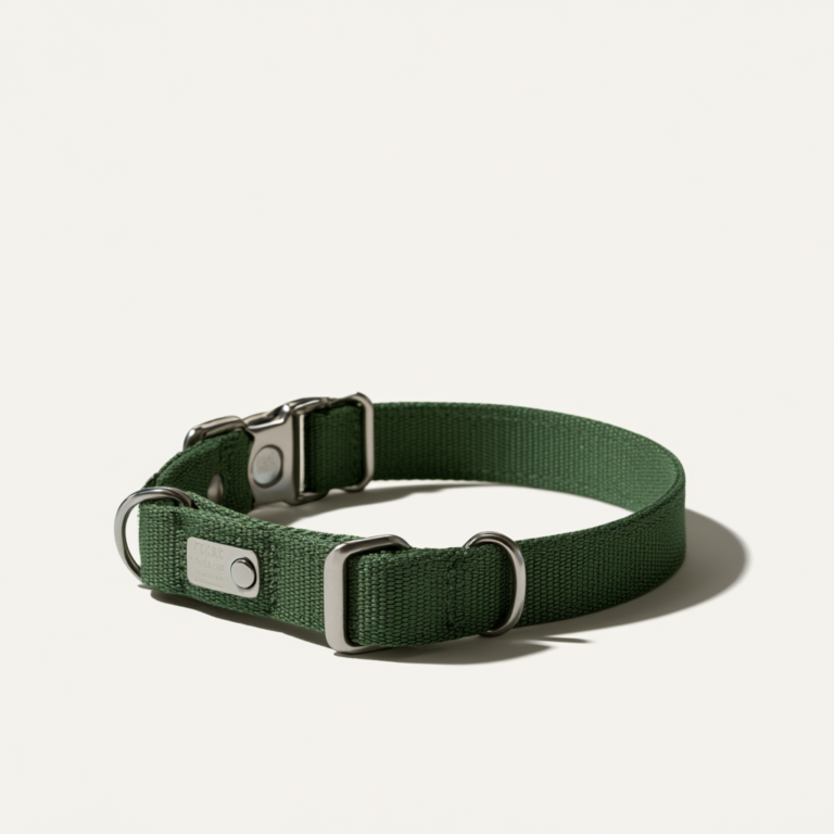 Collier pour chien avec numéro de téléphone – Vert Forêt