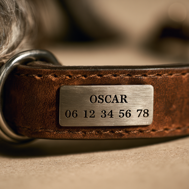 Collier gravé pour chien – Plaque personnalisée Oscar