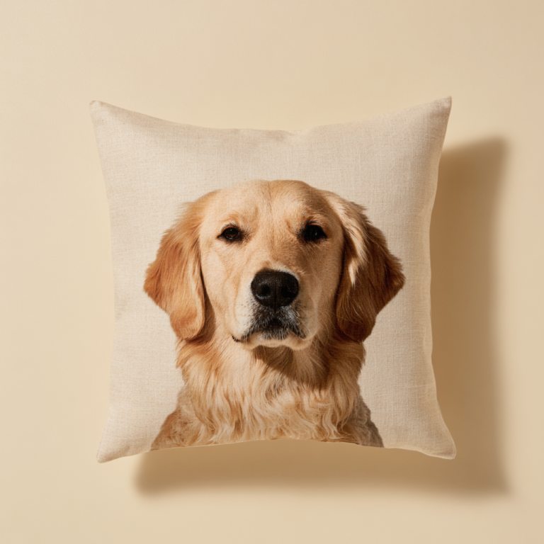 Coussin photo personnalisé chien – Portrait sur mesure