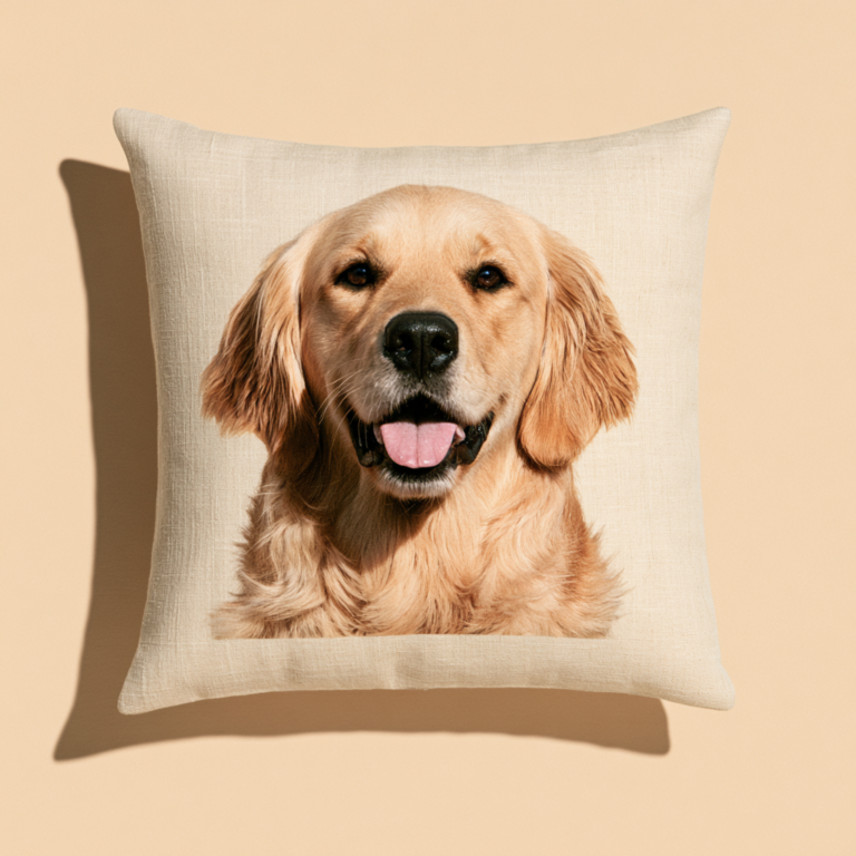 Coussin personnalisé Golden Retriever – Portrait photo