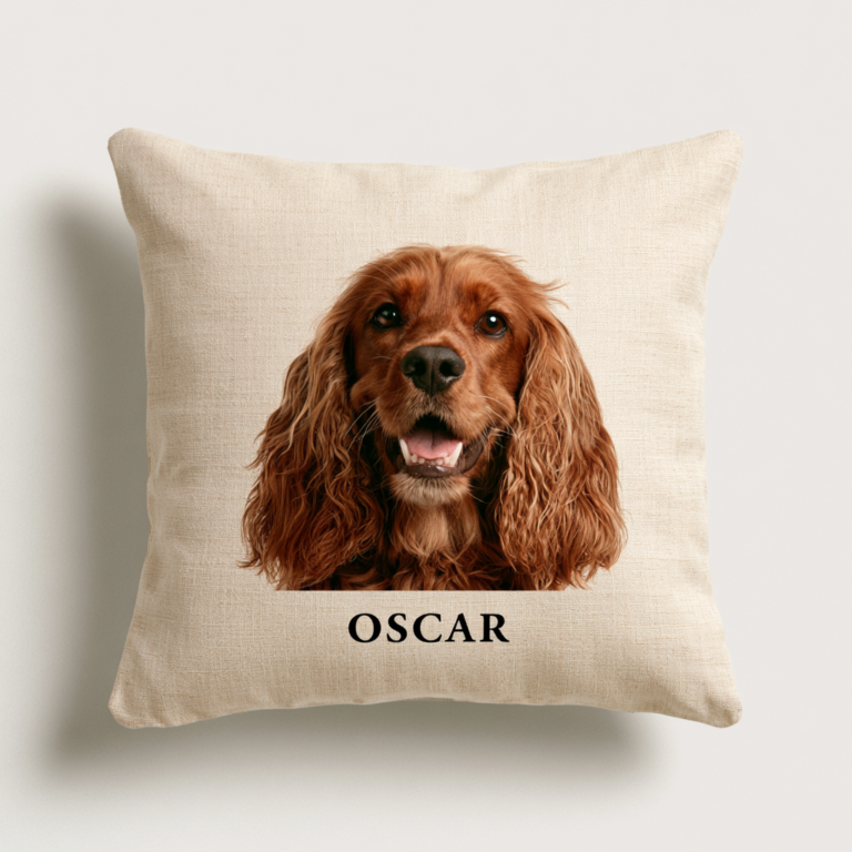 Coussin personnalisé chien Oscar – Photo & prénom