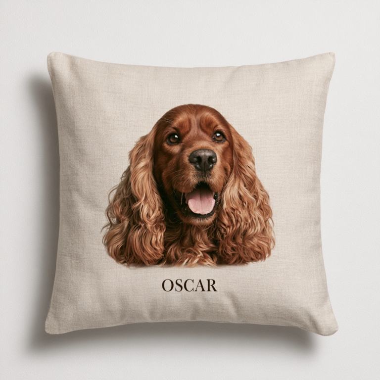 Coussin personnalisé pour chien avec prénom – Style naturel