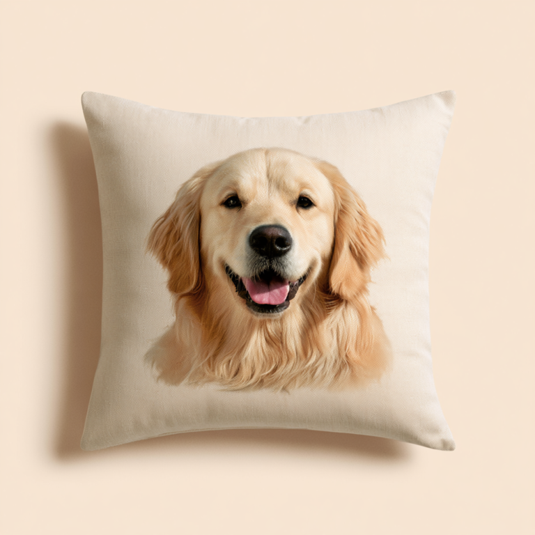 Coussin personnalisé Golden Retriever avec photo